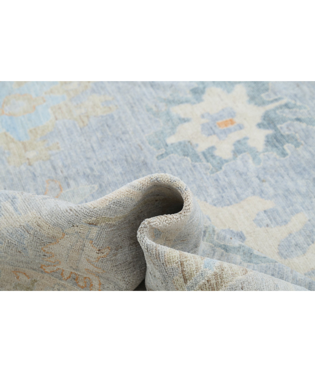 Oushak 10'0'' X 13'11'' Hand-Knotted Wool Rug 10'0'' x 13'11'' (300 X 418) / Blue / Grey