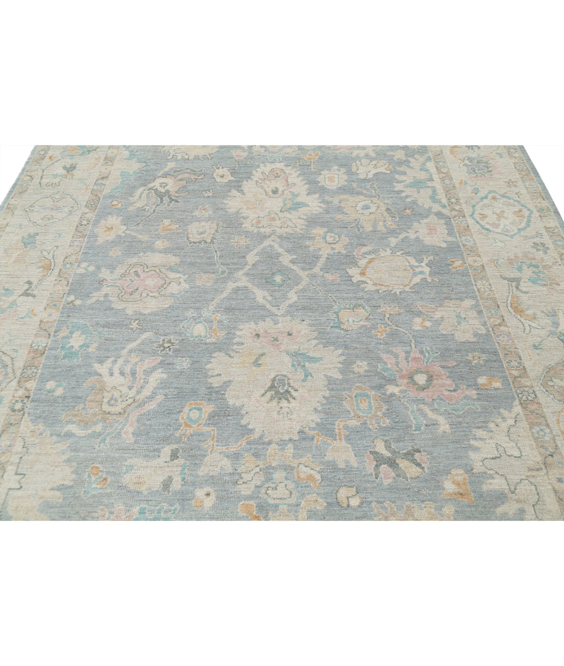 Oushak 7'9'' X 9'5'' Hand-Knotted Wool Rug 7'9'' x 9'5'' (233 X 283) / Grey / Silver