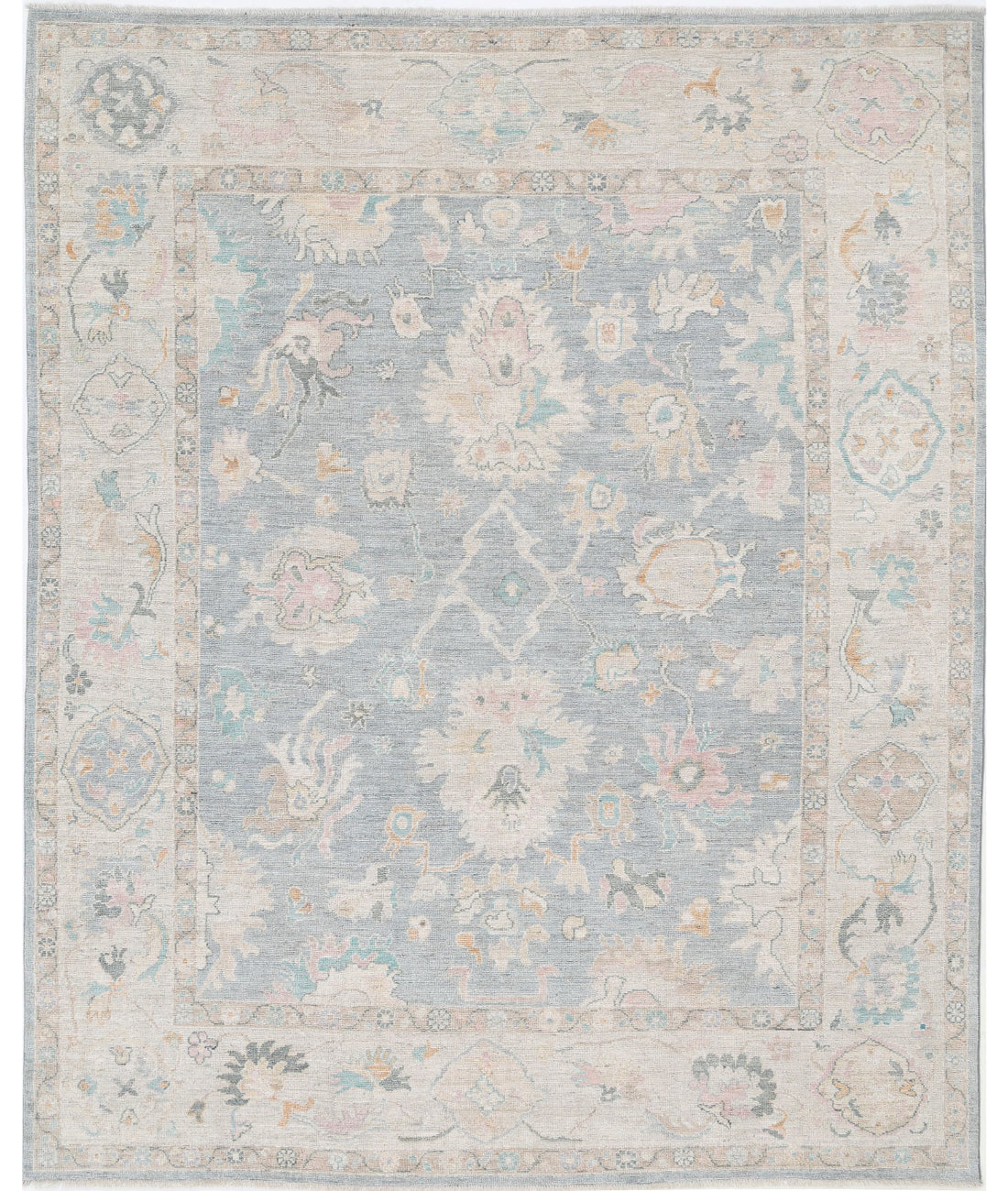 Oushak 7'9'' X 9'5'' Hand-Knotted Wool Rug 7'9'' x 9'5'' (233 X 283) / Grey / Silver