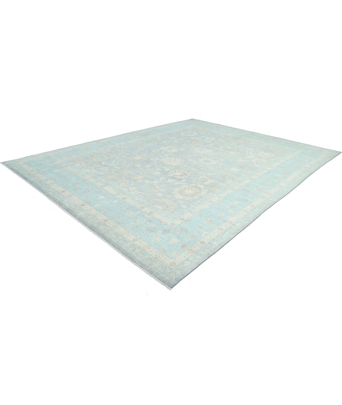 Oushak 12'0'' X 15'8'' Hand-Knotted Wool Rug 12'0'' x 15'8'' (360 X 470) / Grey / Green