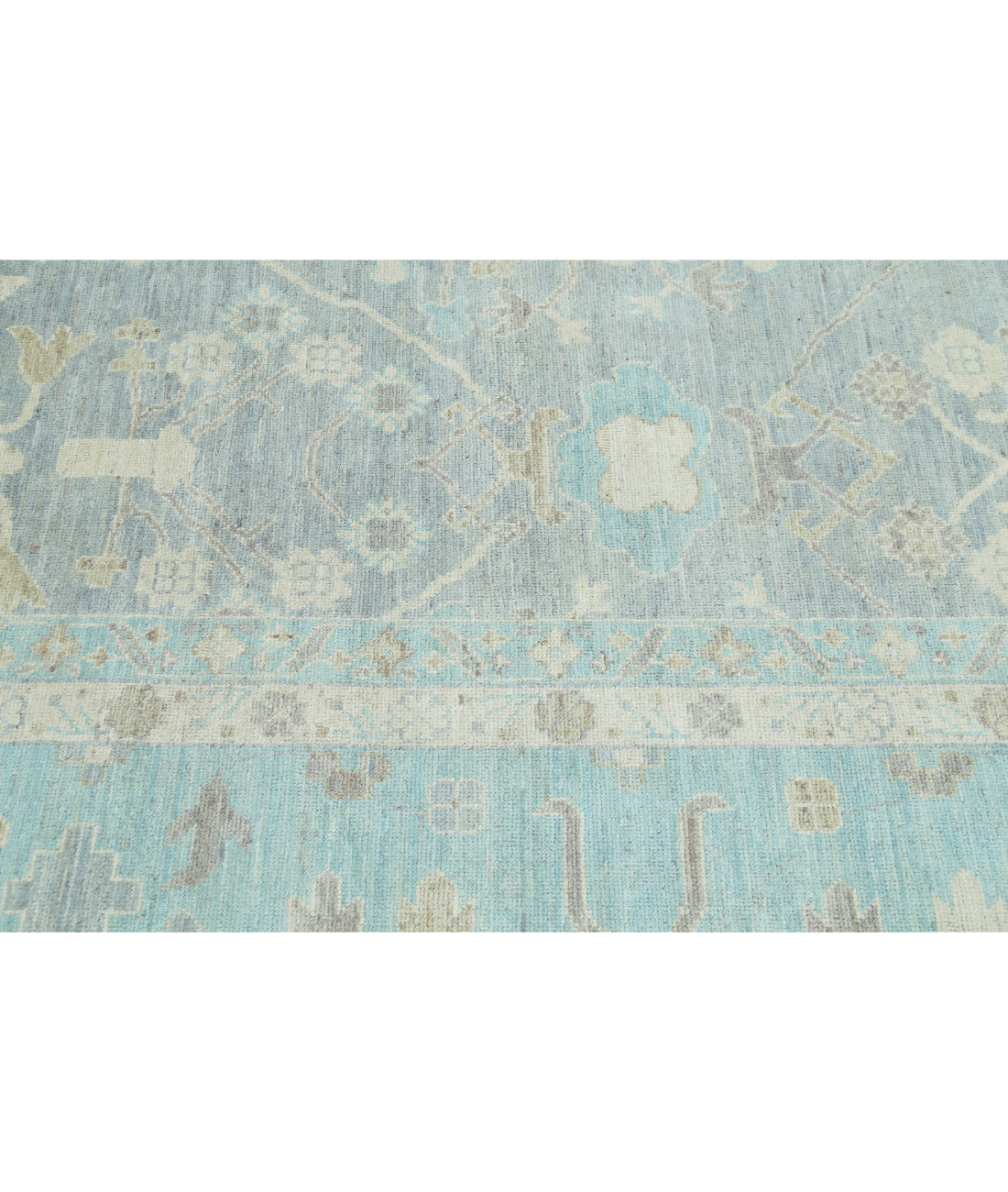 Oushak 12'0'' X 15'8'' Hand-Knotted Wool Rug 12'0'' x 15'8'' (360 X 470) / Grey / Green