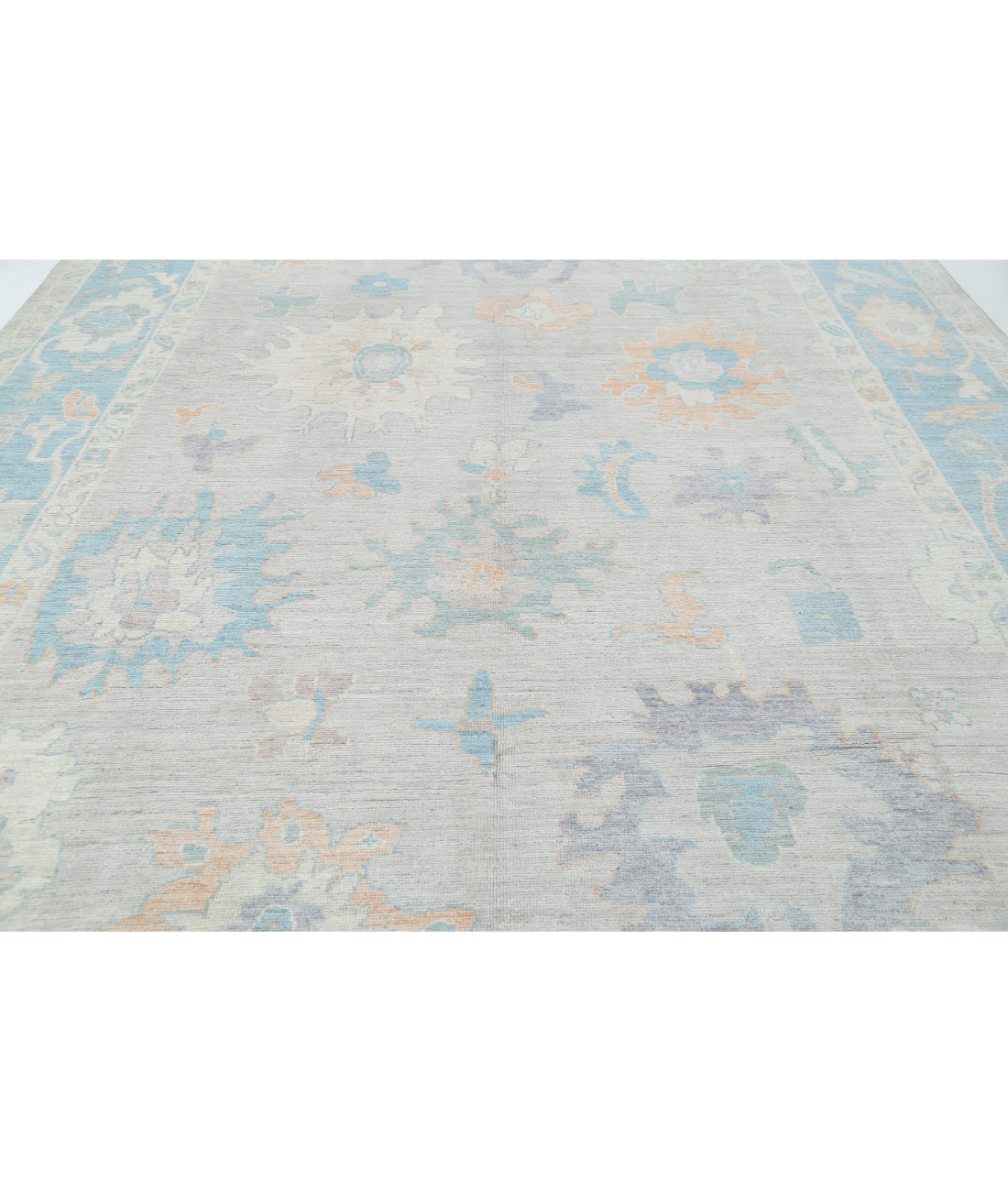 Oushak 10'3'' X 14'2'' Hand-Knotted Wool Rug 10'3'' x 14'2'' (308 X 425) / Grey / Blue