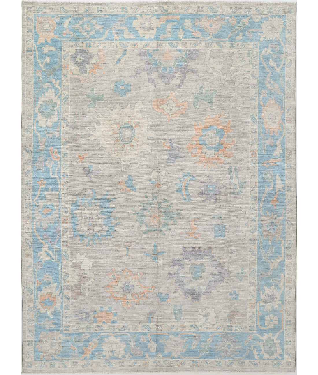 Oushak 10'3'' X 14'2'' Hand-Knotted Wool Rug 10'3'' x 14'2'' (308 X 425) / Grey / Blue