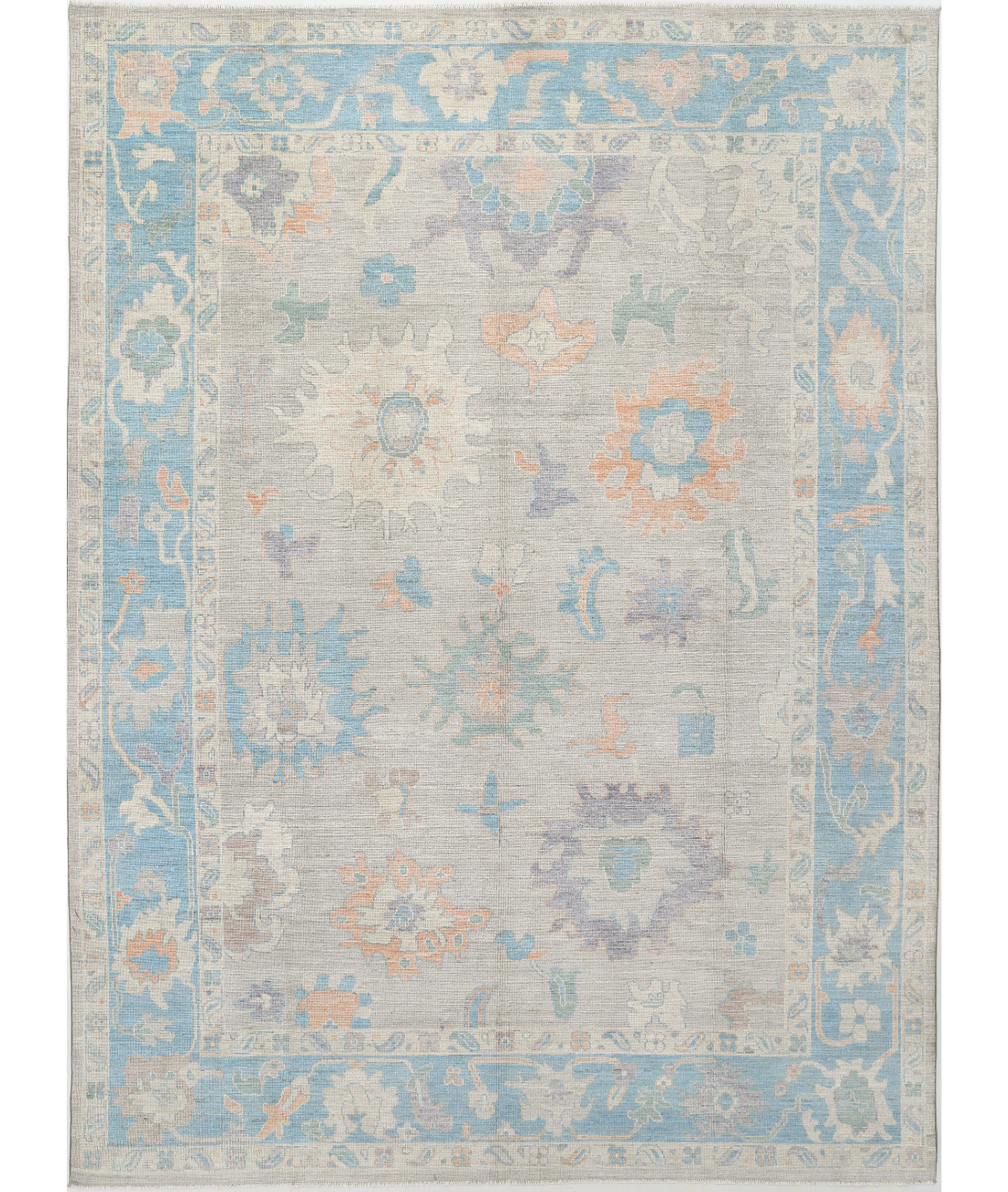 Oushak 10'3'' X 14'2'' Hand-Knotted Wool Rug 10'3'' x 14'2'' (308 X 425) / Grey / Blue