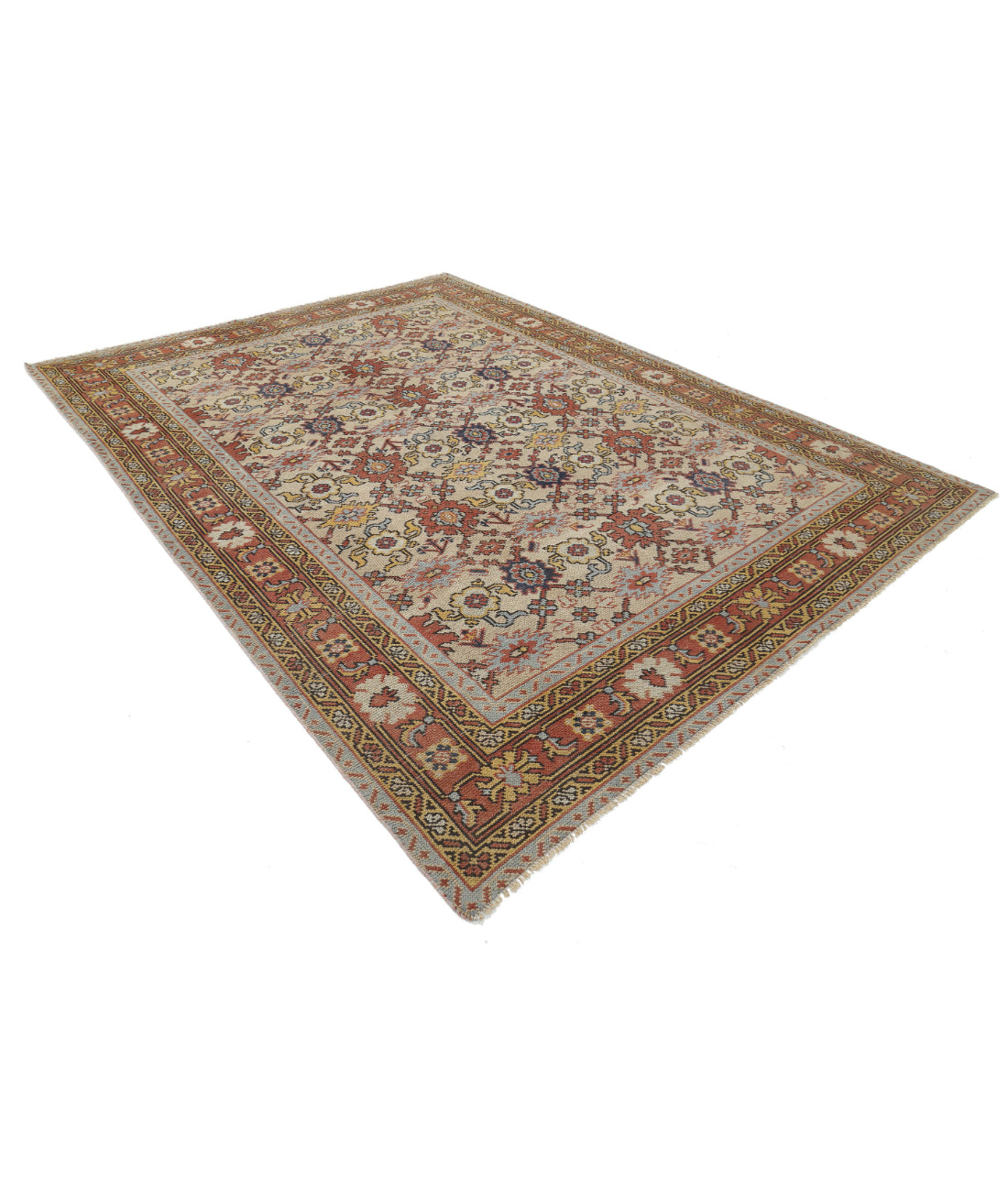 Oushak 8'0'' X 11'0'' Hand-Knotted Wool Rug 8'0'' x 11'0'' (240 X 330) / Ivory / Rust