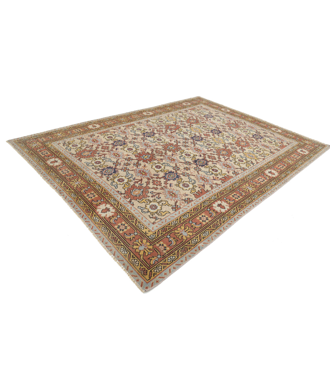 Oushak 8'0'' X 11'0'' Hand-Knotted Wool Rug 8'0'' x 11'0'' (240 X 330) / Ivory / Rust