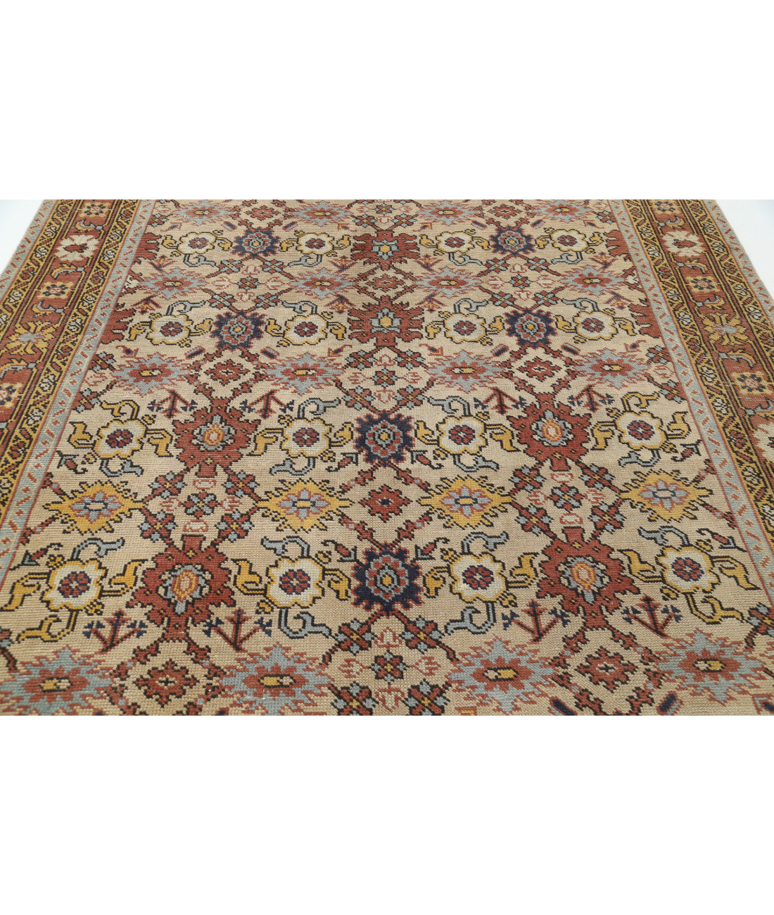 Oushak 8'0'' X 11'0'' Hand-Knotted Wool Rug 8'0'' x 11'0'' (240 X 330) / Ivory / Rust