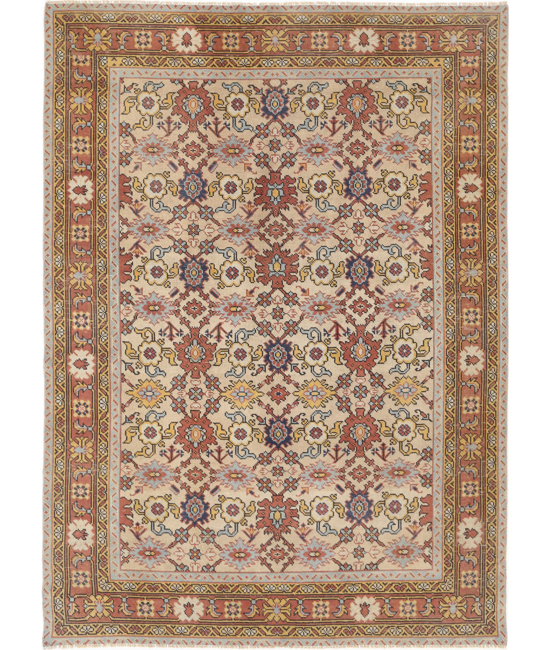 Oushak 8'0'' X 11'0'' Hand-Knotted Wool Rug 8'0'' x 11'0'' (240 X 330) / Ivory / Rust