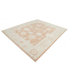 Hand Knotted Oushak Wool Rug 8' 3" X 9' 11" 8' 3" X 9' 11" (251 X 302) / Brown / Ivory