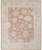 Hand Knotted Oushak Wool Rug 8' 3" X 9' 11" 8' 3" X 9' 11" (251 X 302) / Brown / Ivory