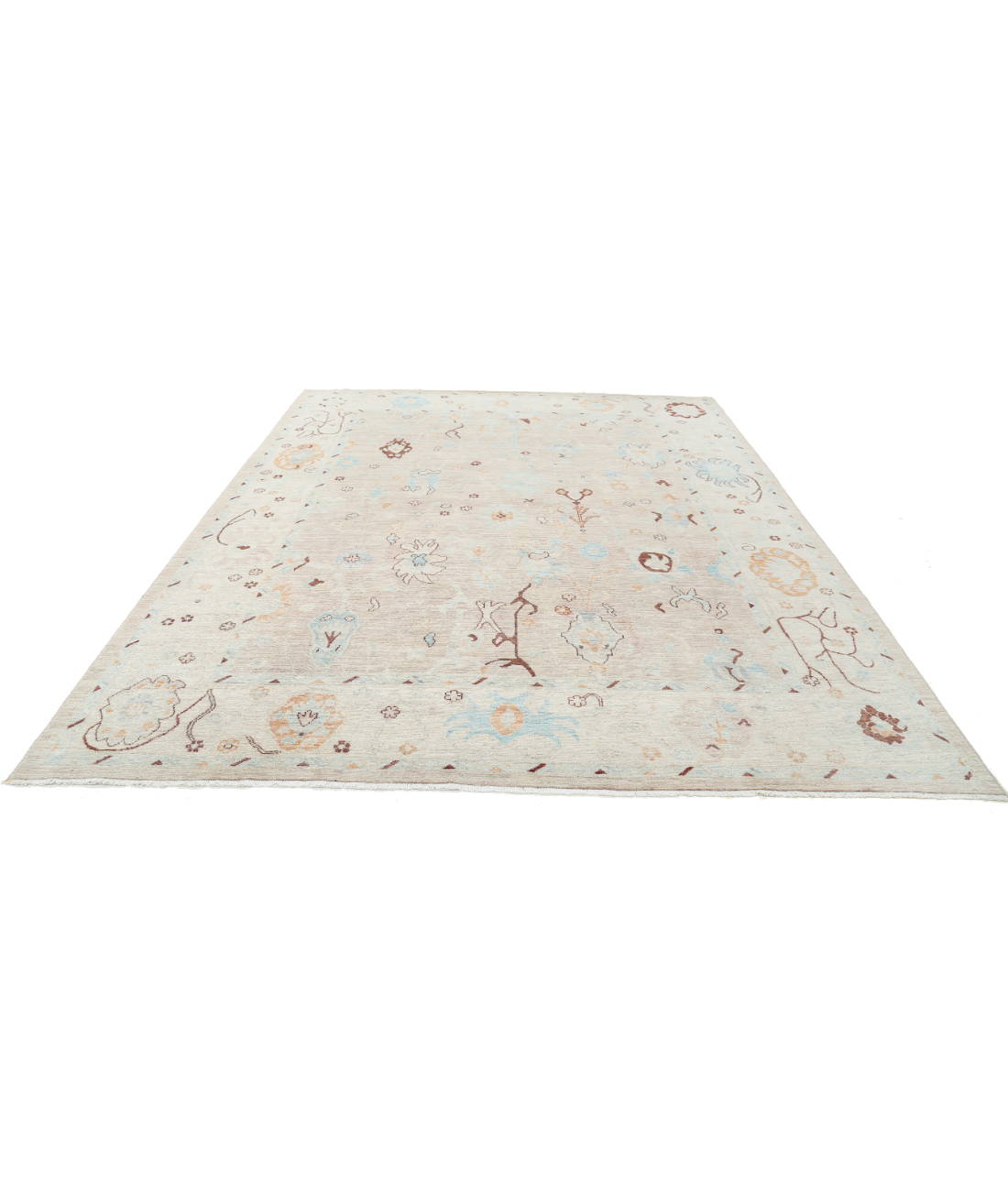 Hand Knotted Oushak Wool Rug 9' 3" X 11' 9" 9' 3" X 11' 9" (282 X 358) / Taupe / Ivory