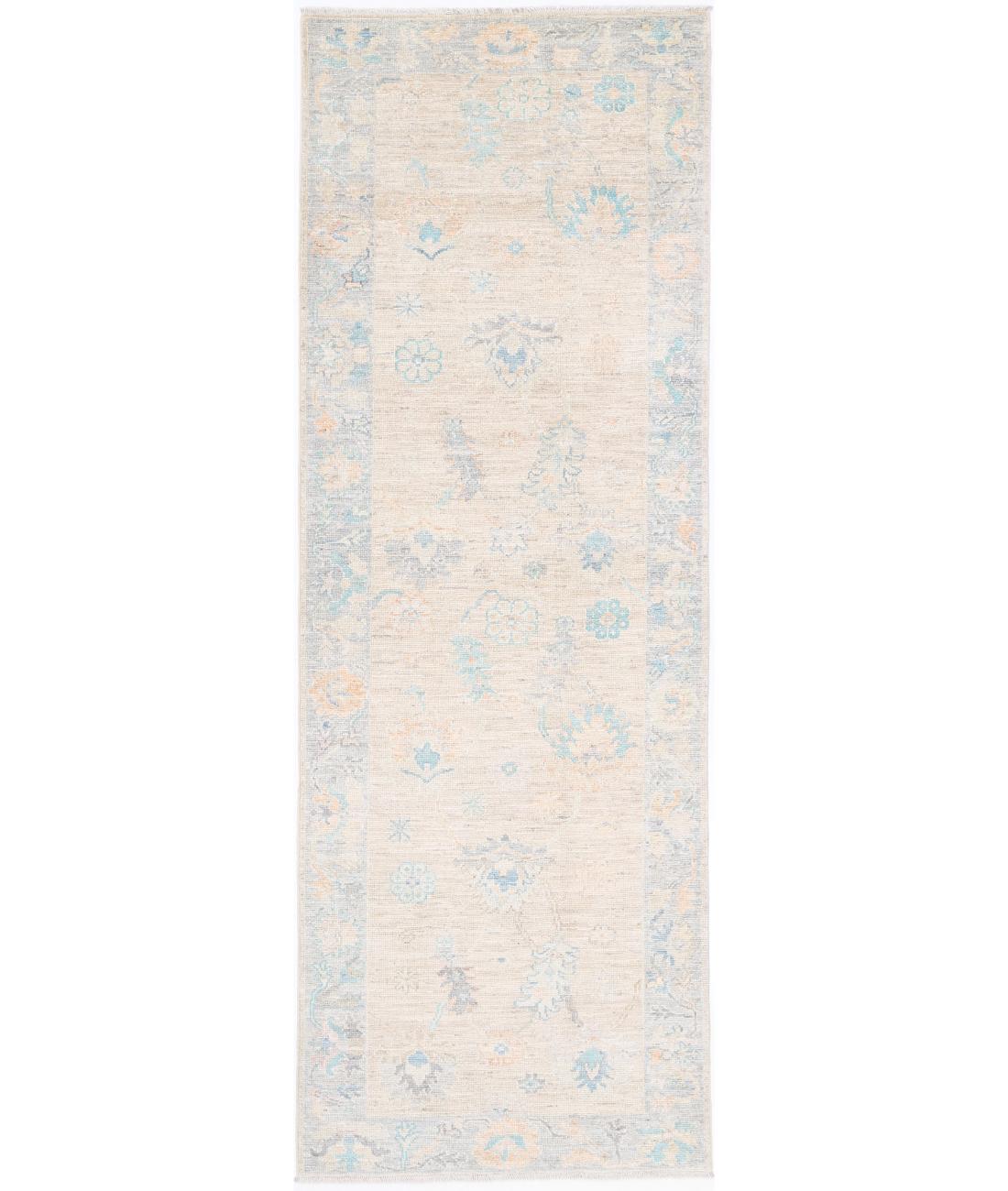 Oushak 3' 0" X 9' 7" Hand-Knotted Wool Rug 3' 0" X 9' 7" (91 X 292) / Taupe / Grey