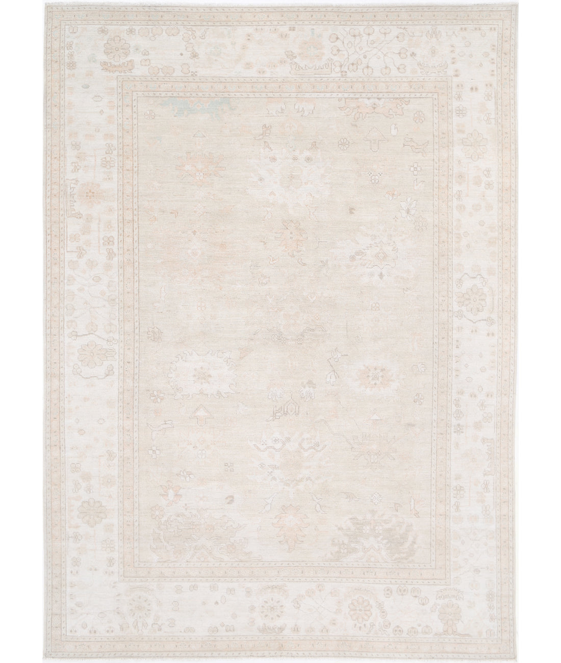 Oushak 8' 11" X 12' 4" Hand-Knotted Wool Rug 8' 11" X 12' 4" (272 X 376) / Grey / Ivory