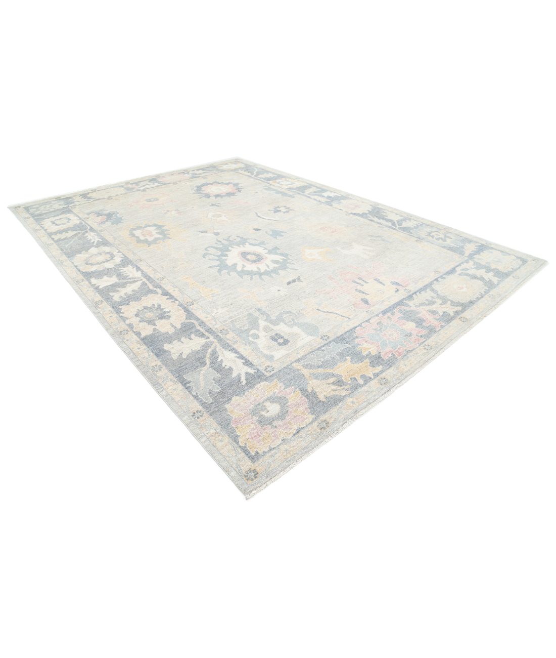 Oushak 10' 0" X 13' 7" Hand-Knotted Wool Rug 10' 0" X 13' 7" (305 X 414) / Silver / Grey