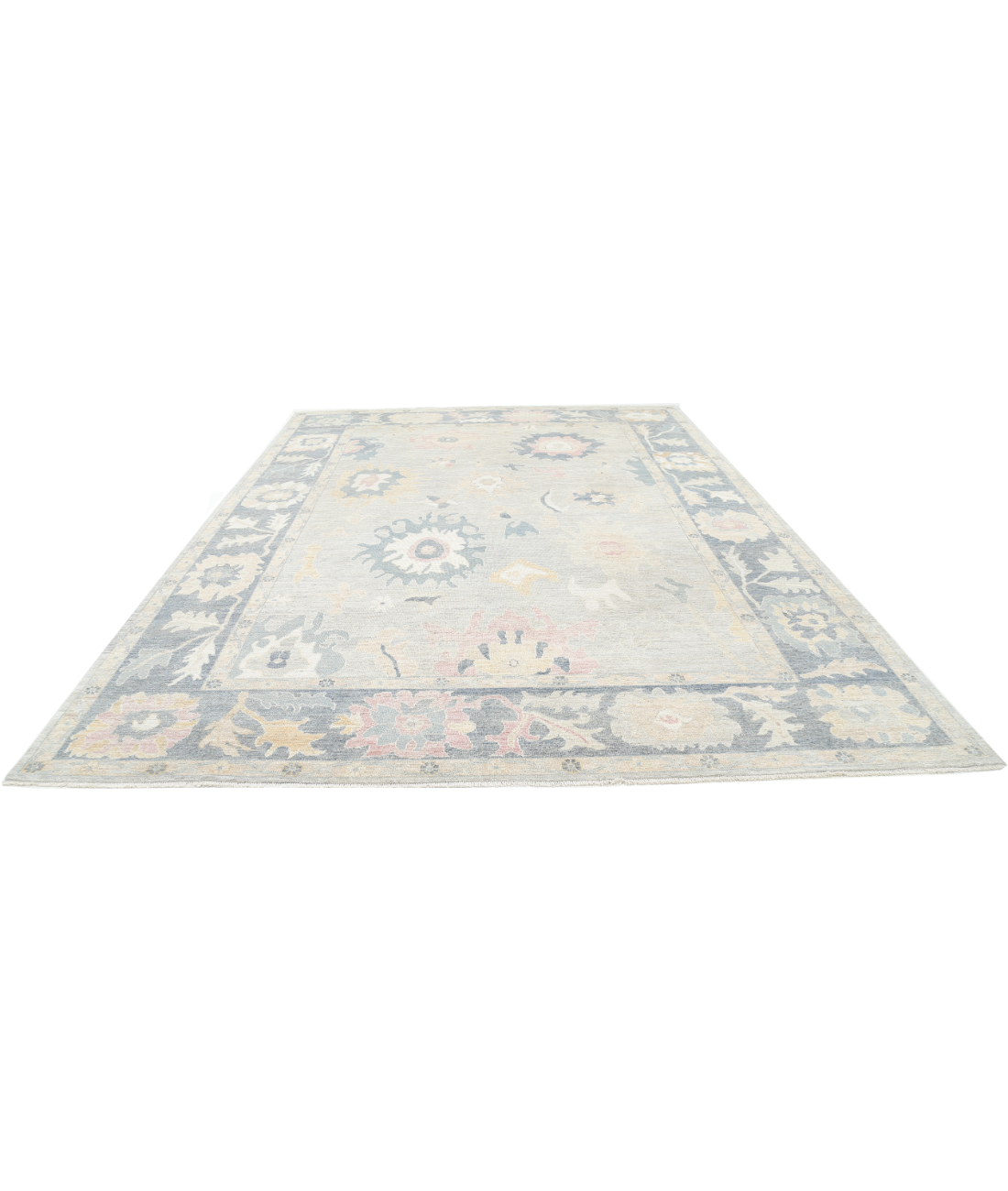 Oushak 10' 0" X 13' 7" Hand-Knotted Wool Rug 10' 0" X 13' 7" (305 X 414) / Silver / Grey
