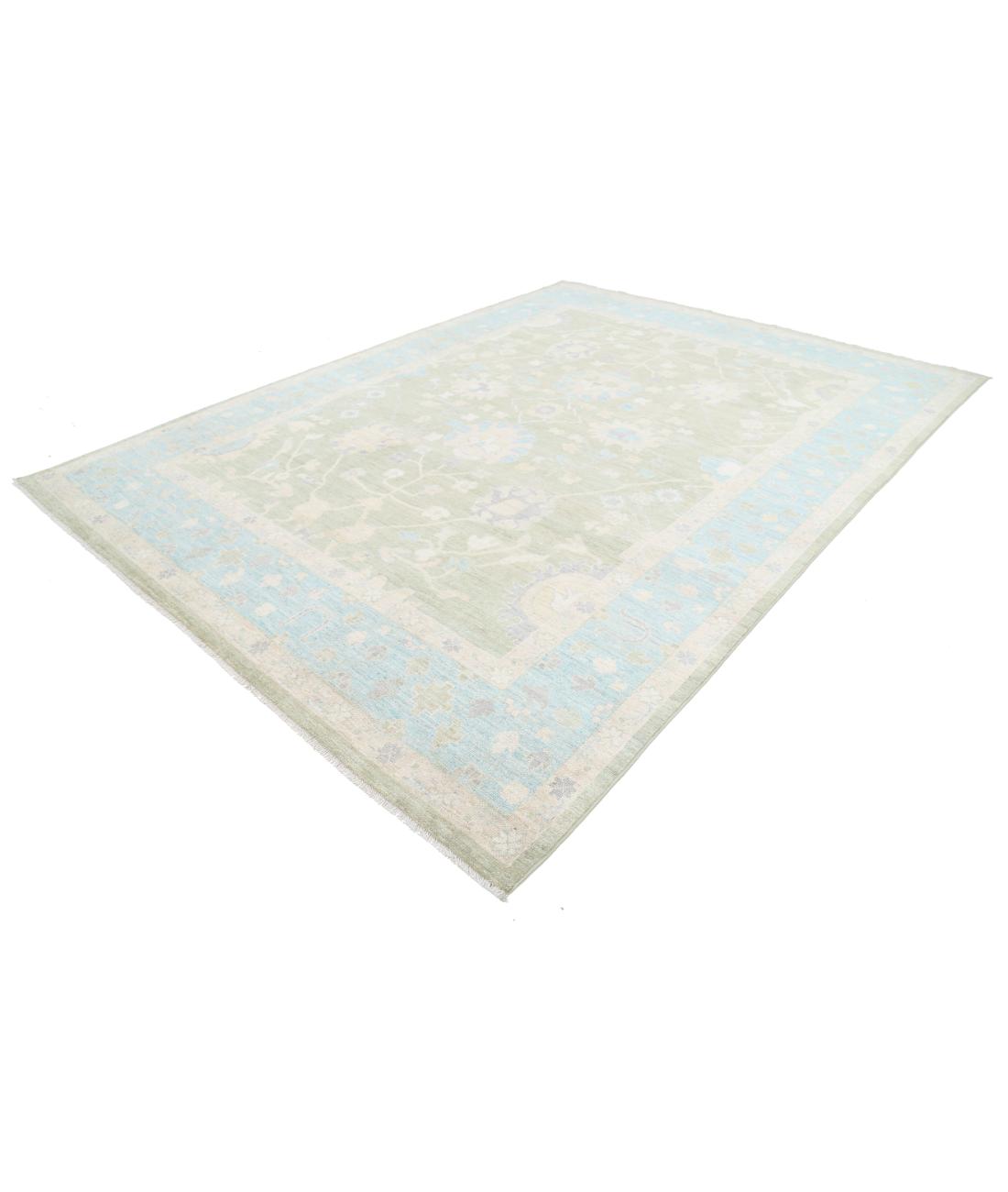 Oushak 9' 3" X 12' 4" Hand-Knotted Wool Rug 9' 3" X 12' 4" (282 X 376) / Green / Blue