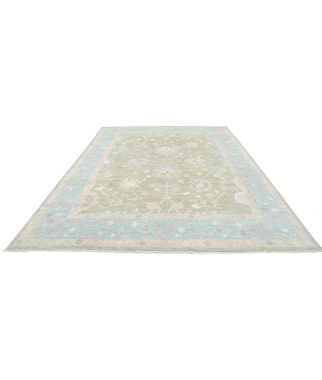 Oushak 9' 3" X 12' 4" Hand-Knotted Wool Rug 9' 3" X 12' 4" (282 X 376) / Green / Blue