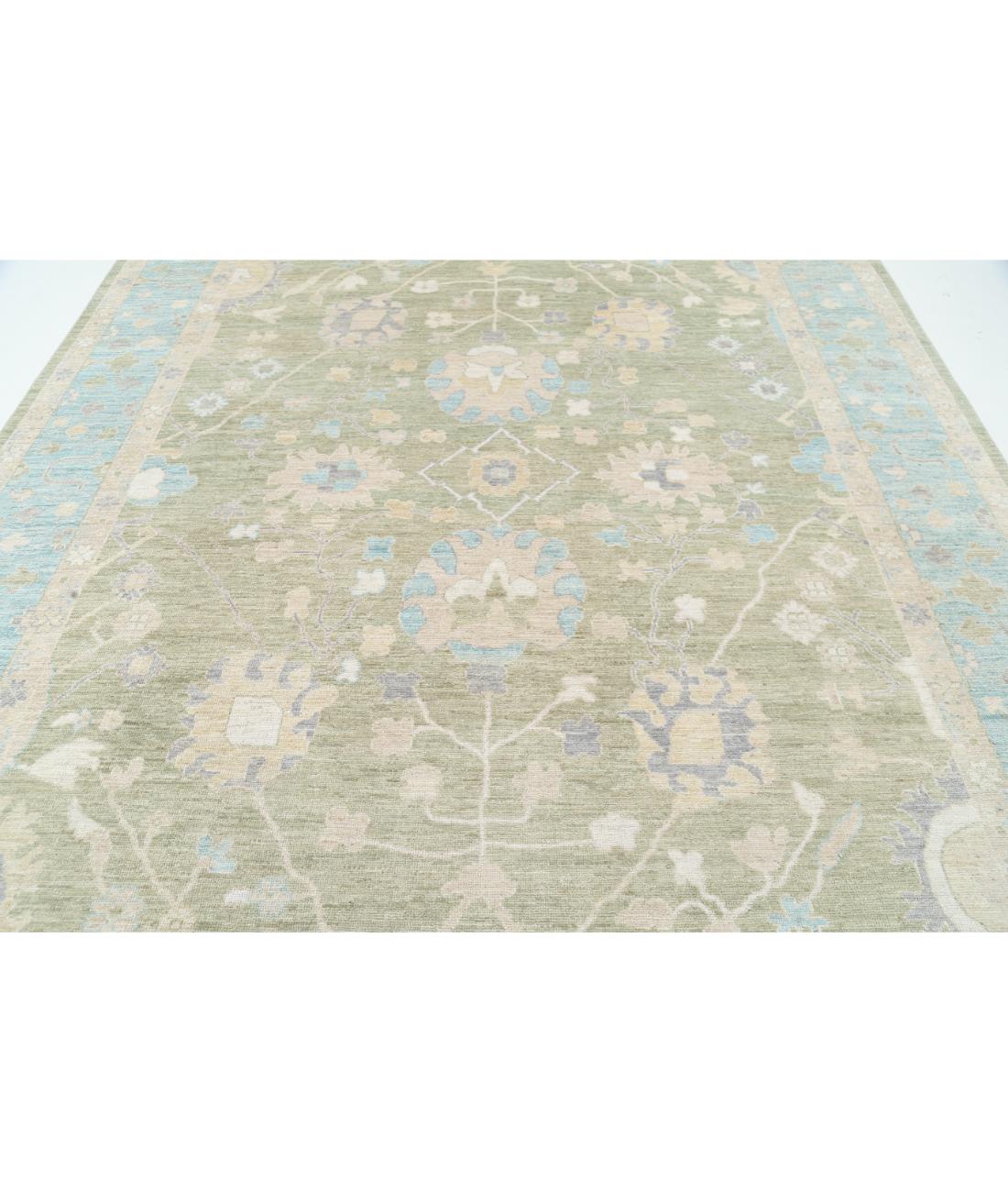 Oushak 9' 3" X 12' 4" Hand-Knotted Wool Rug 9' 3" X 12' 4" (282 X 376) / Green / Blue