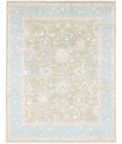 Oushak 9' 3" X 12' 4" Hand-Knotted Wool Rug 9' 3" X 12' 4" (282 X 376) / Green / Blue