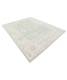 Oushak 8' 2" X 9' 9" Hand-Knotted Wool Rug 8' 2" X 9' 9" (249 X 297) / Green / Taupe