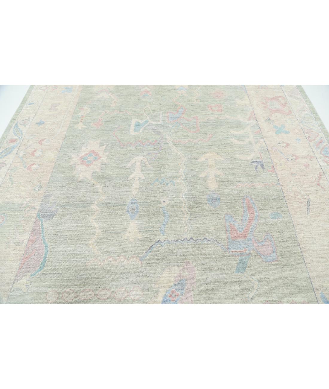 Oushak 8' 2" X 9' 9" Hand-Knotted Wool Rug 8' 2" X 9' 9" (249 X 297) / Green / Taupe