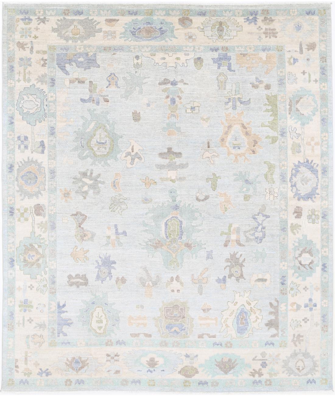 Oushak 8' 3" X 9' 10" Hand-Knotted Wool Rug 8' 3" X 9' 10" (251 X 300) / Blue / Ivory