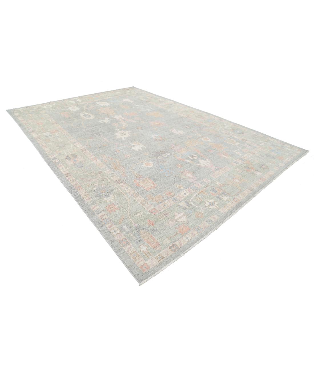 Oushak 10' 0" X 13' 10" Hand-Knotted Wool Rug 10' 0" X 13' 10" (305 X 422) / Grey / Green