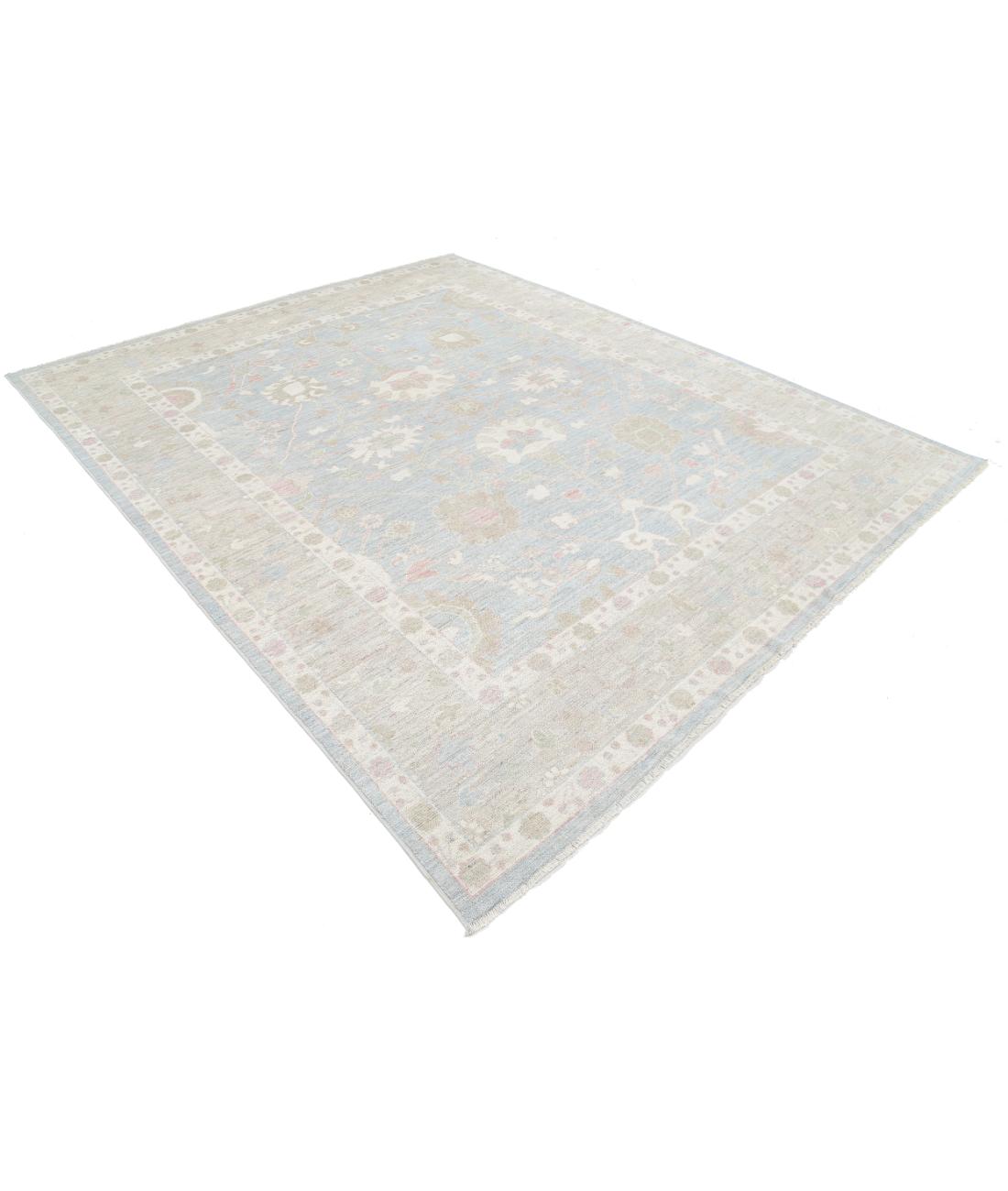 Oushak 8' 1" X 9' 10" Hand-Knotted Wool Rug 8' 1" X 9' 10" (246 X 300) / Blue / Taupe