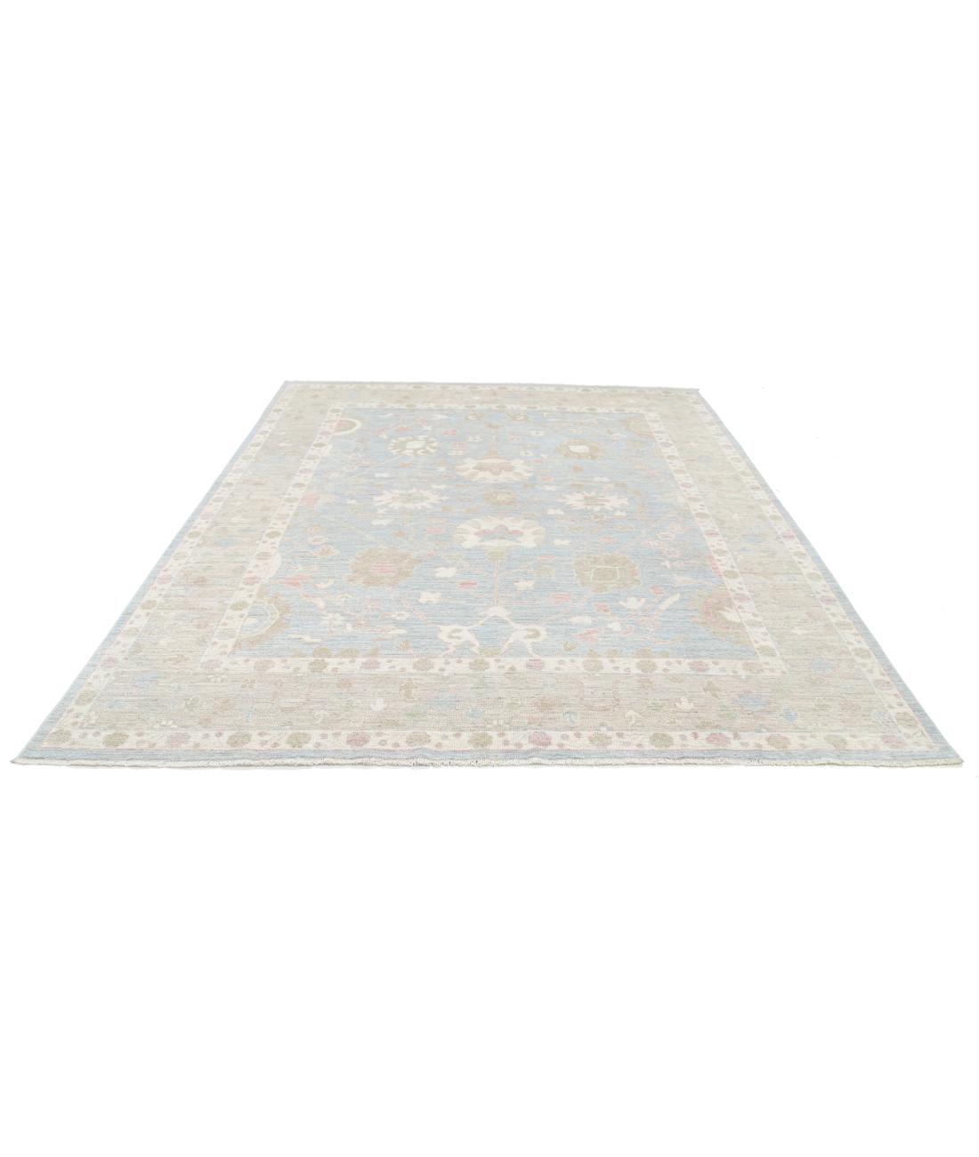 Oushak 8' 1" X 9' 10" Hand-Knotted Wool Rug 8' 1" X 9' 10" (246 X 300) / Blue / Taupe