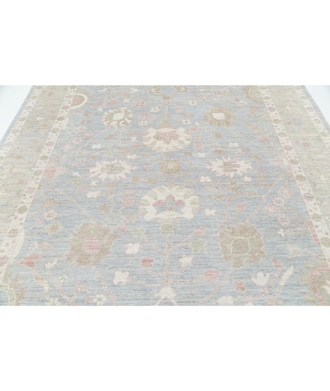 Oushak 8' 1" X 9' 10" Hand-Knotted Wool Rug 8' 1" X 9' 10" (246 X 300) / Blue / Taupe