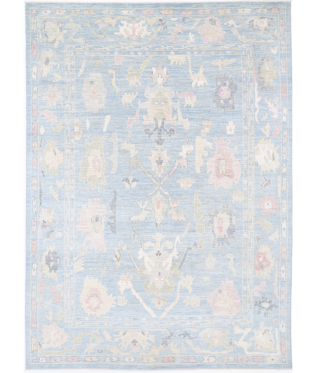 Oushak 10' 2" X 14' 5" Hand-Knotted Wool Rug 10' 2" X 14' 5" (310 X 439) / Blue / Ivory
