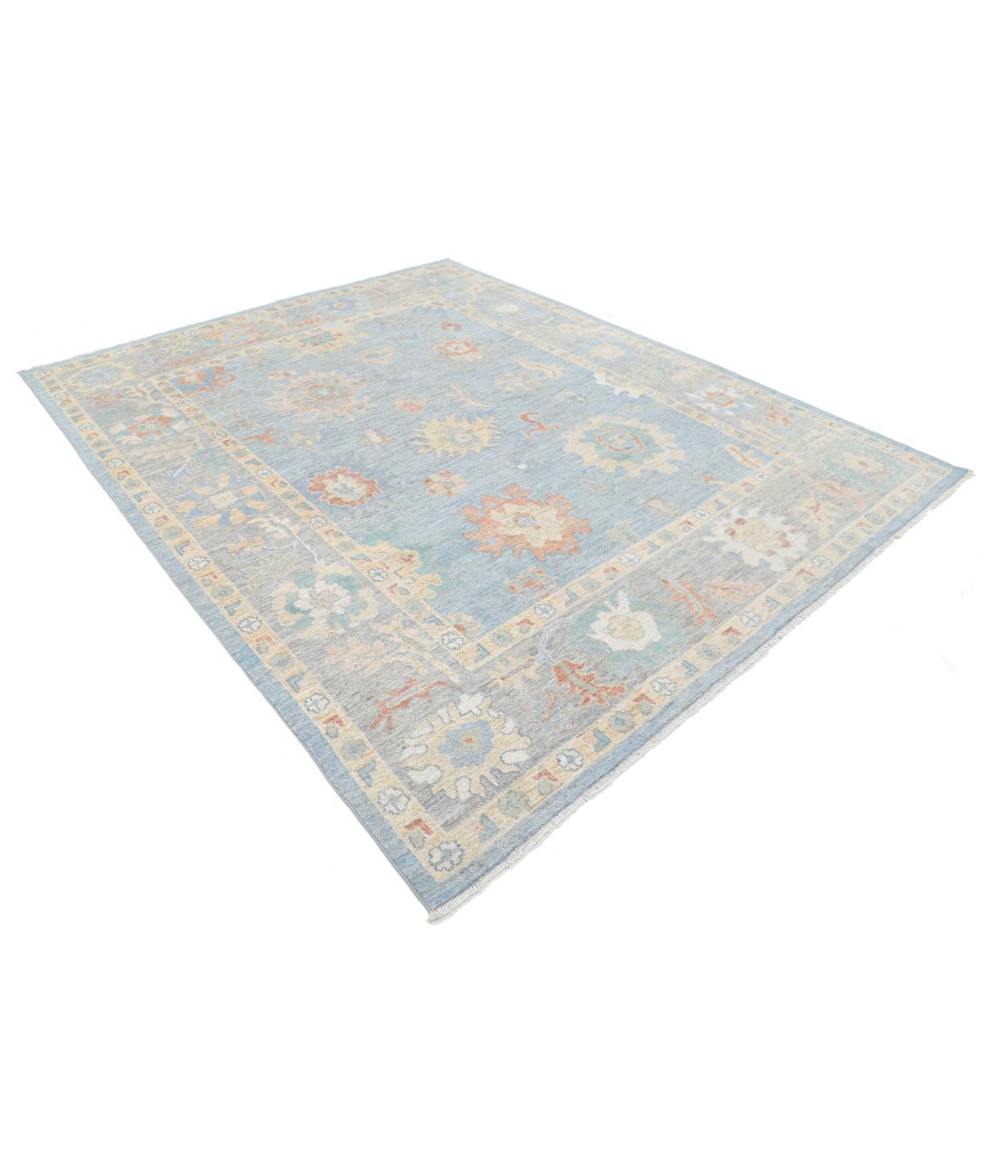 Oushak 7' 11" X 9' 10" Hand-Knotted Wool Rug 7' 11" X 9' 10" (241 X 300) / Blue / Grey