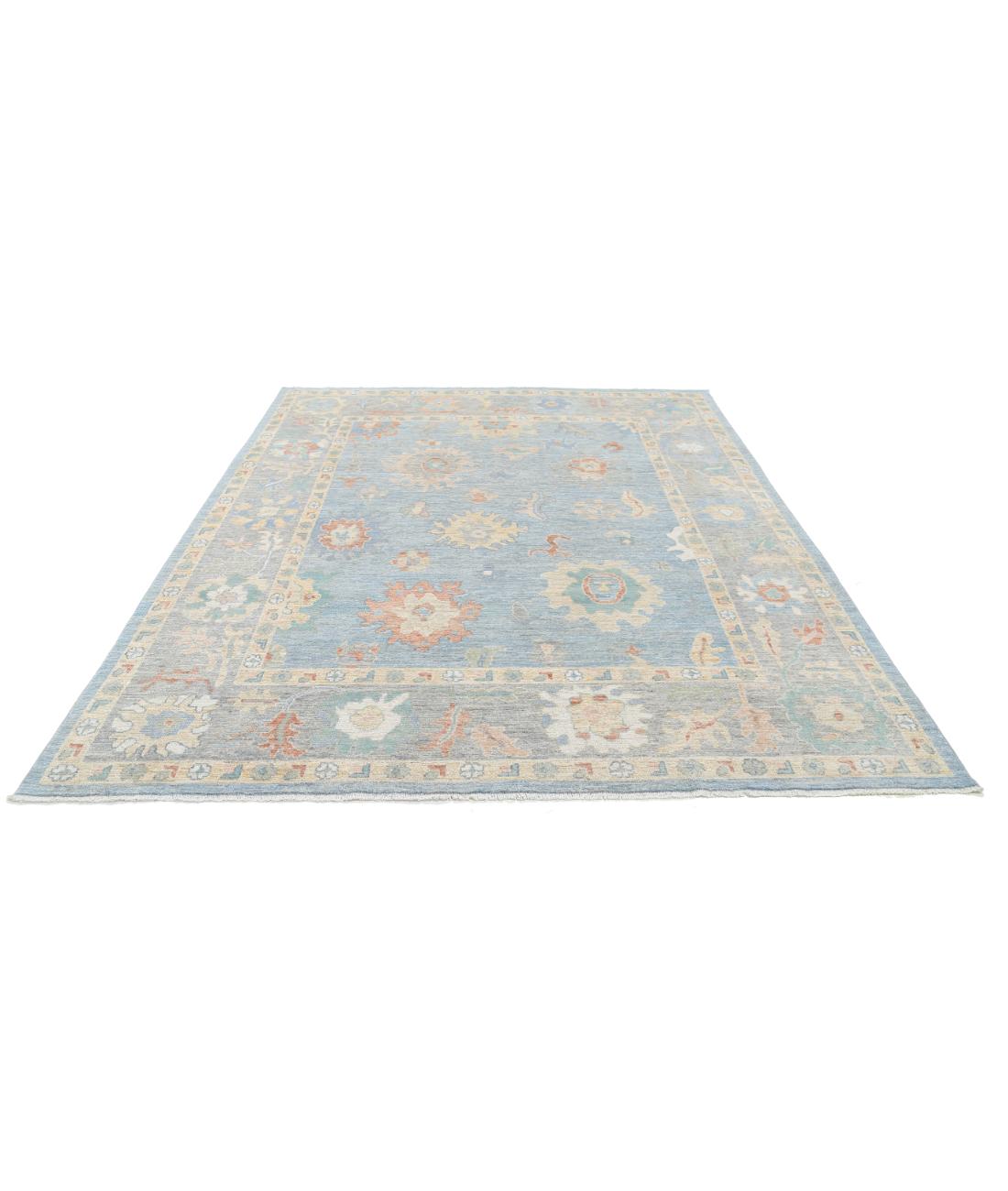 Oushak 7' 11" X 9' 10" Hand-Knotted Wool Rug 7' 11" X 9' 10" (241 X 300) / Blue / Grey