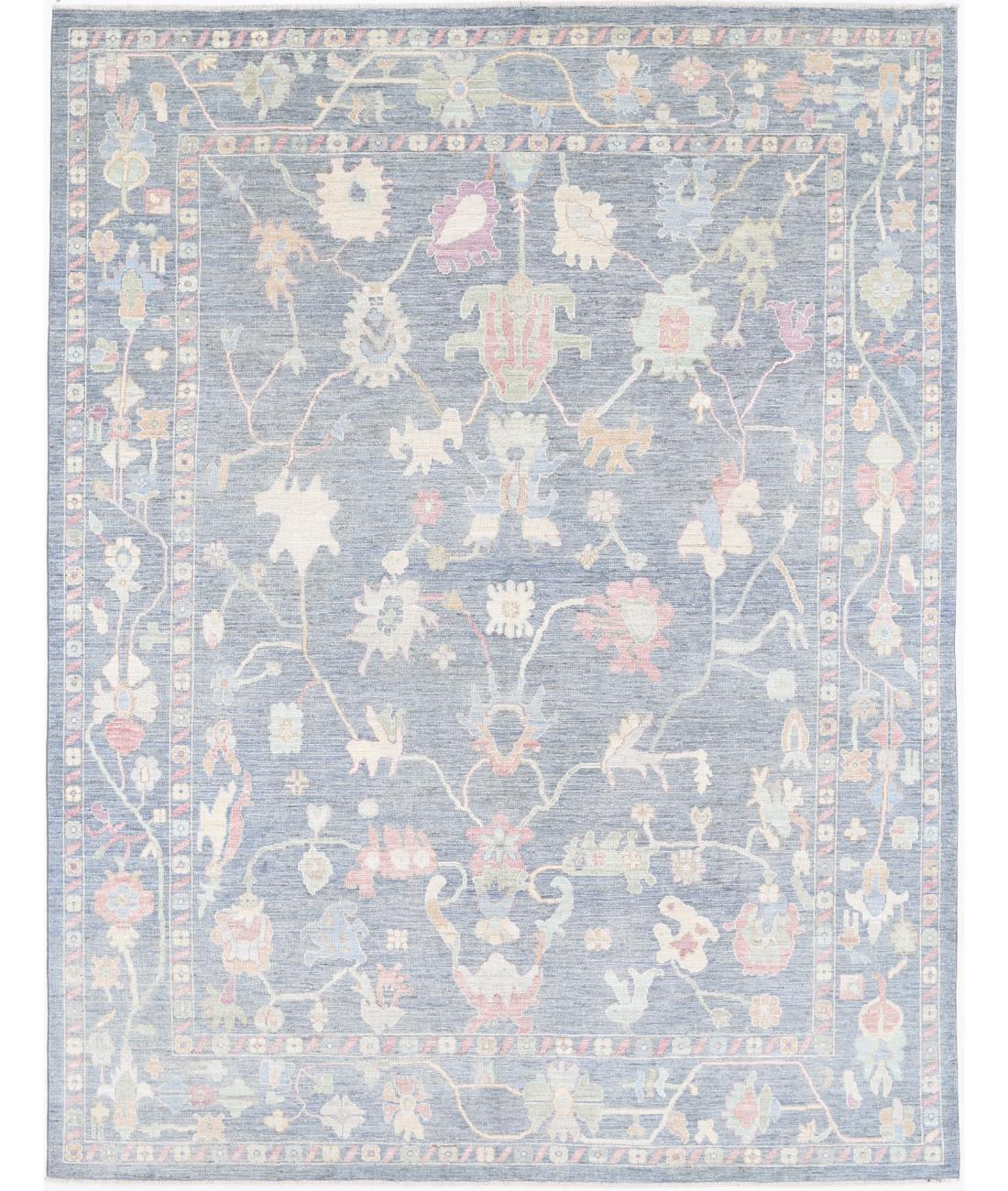 Oushak 8' 9" X 11' 9" Hand-Knotted Wool Rug 8' 9" X 11' 9" (267 X 358) / Grey / Pink