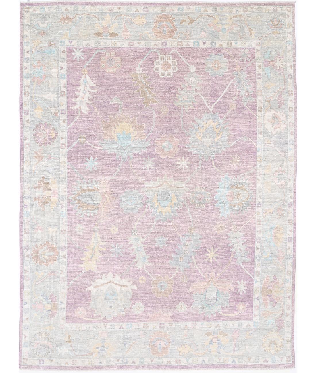 Oushak 9' 0" X 12' 4" Hand-Knotted Wool Rug 9' 0" X 12' 4" (274 X 376) / Purple / Grey