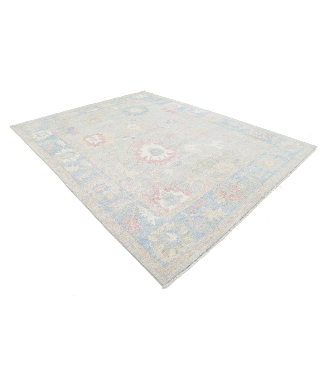 Oushak 9' 0" X 11' 9" Hand-Knotted Wool Rug 9' 0" X 11' 9" (274 X 358) / Grey / Blue