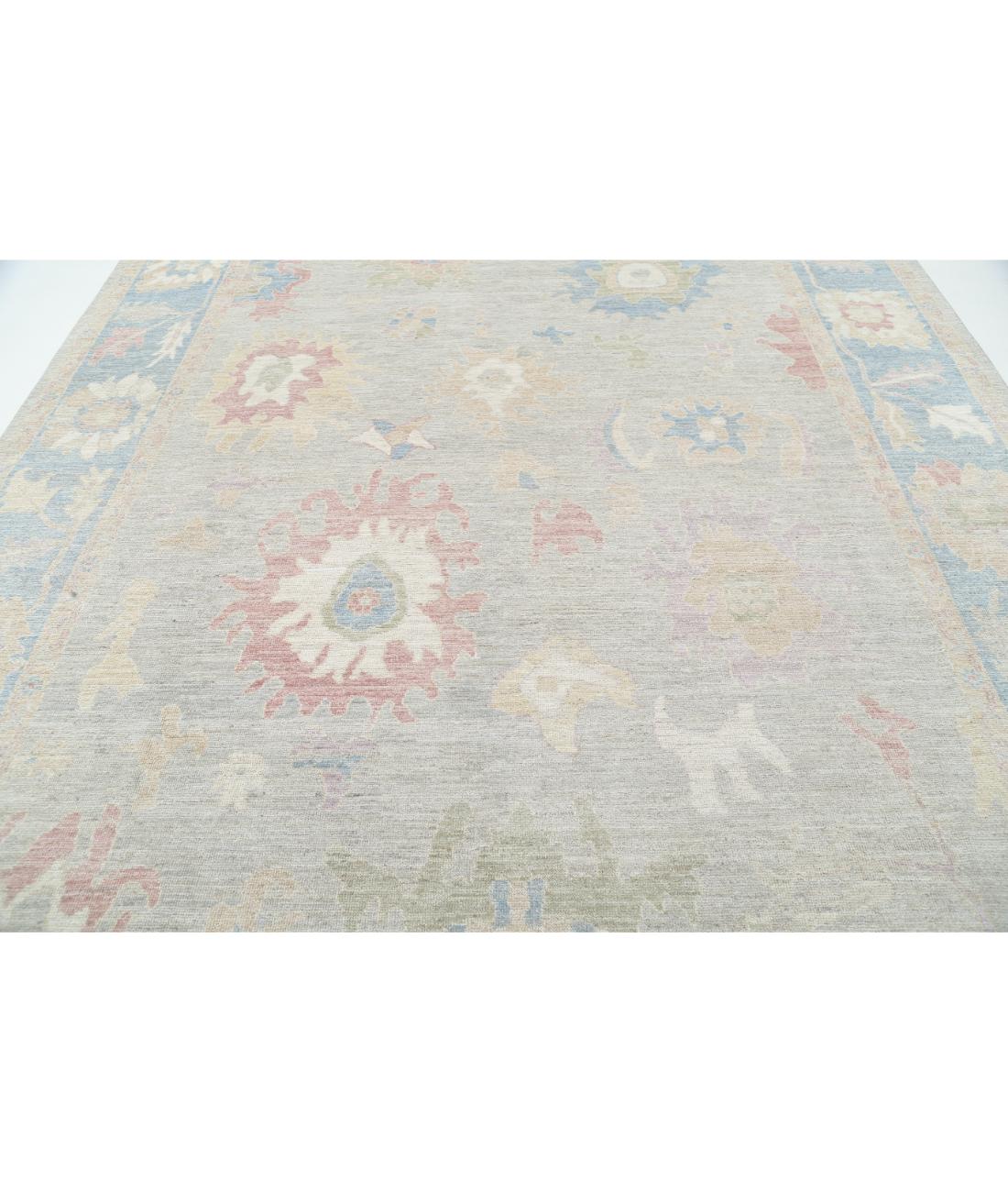 Oushak 9' 0" X 11' 9" Hand-Knotted Wool Rug 9' 0" X 11' 9" (274 X 358) / Grey / Blue