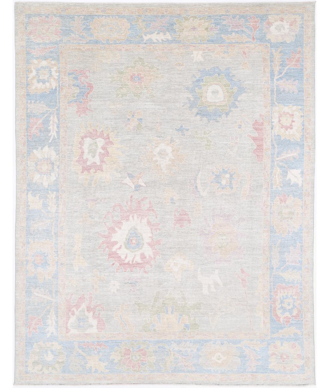 Oushak 9' 0" X 11' 9" Hand-Knotted Wool Rug 9' 0" X 11' 9" (274 X 358) / Grey / Blue