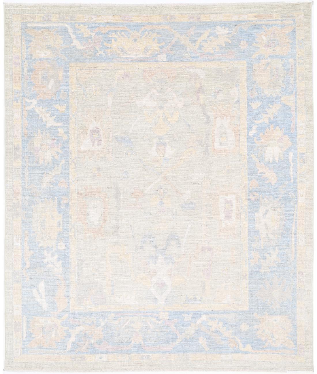 Oushak 8' 0" X 9' 10" Hand-Knotted Wool Rug 8' 0" X 9' 10" (244 X 300) / Green / Blue