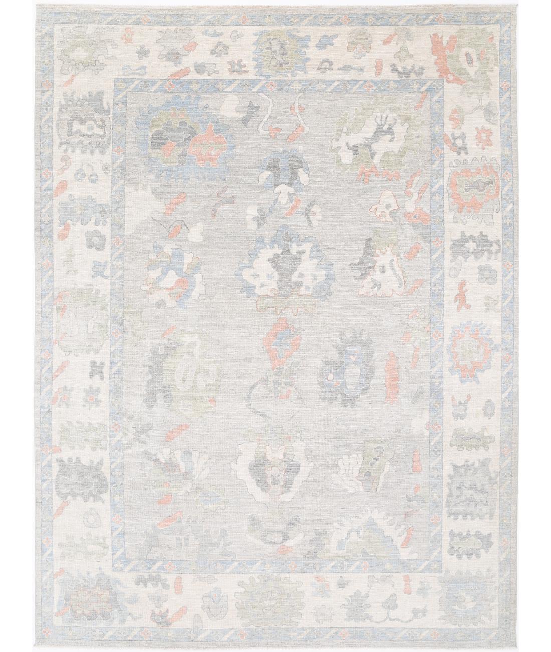 Oushak 10' 1" X 13' 8" Hand-Knotted Wool Rug 10' 1" X 13' 8" (307 X 417) / Grey / Ivory