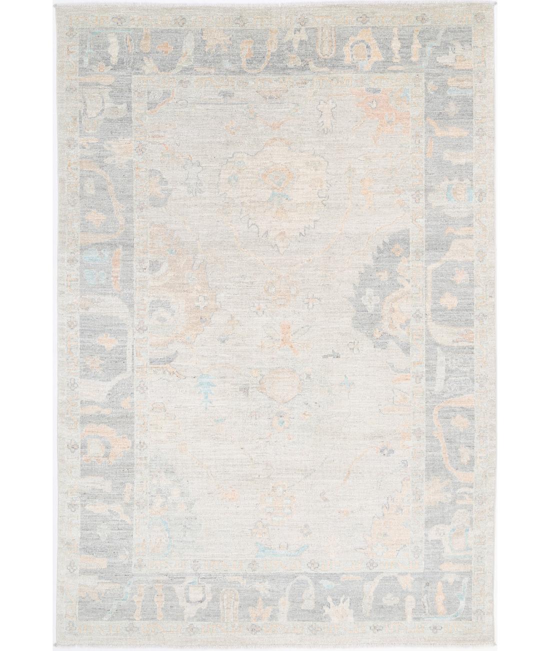 Oushak 6' 4" X 9' 6" Hand-Knotted Wool Rug 6' 4" X 9' 6" (193 X 290) / Silver / Grey