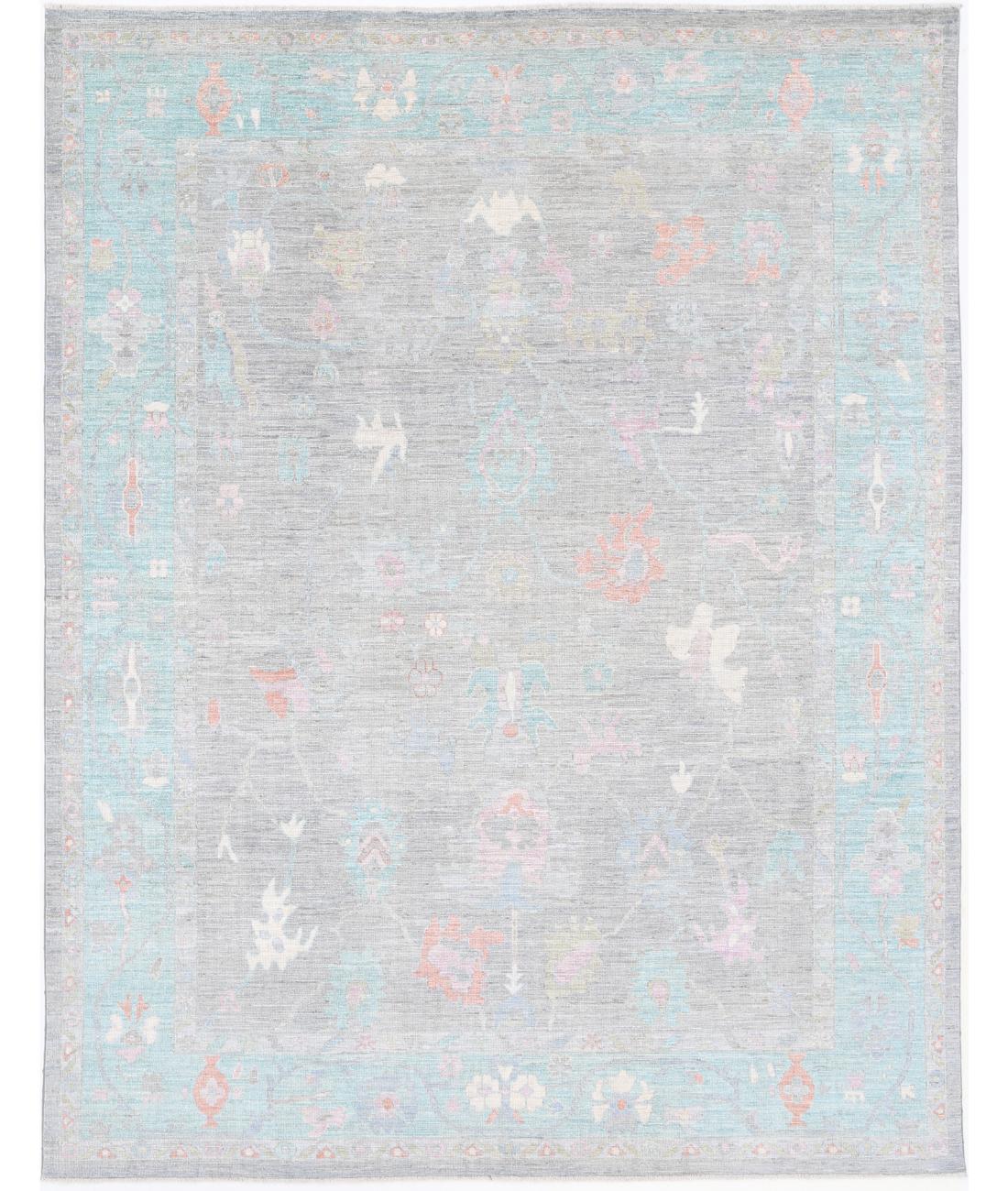 Oushak 9' 1" X 11' 9" Hand-Knotted Wool Rug 9' 1" X 11' 9" (277 X 358) / Grey / Green