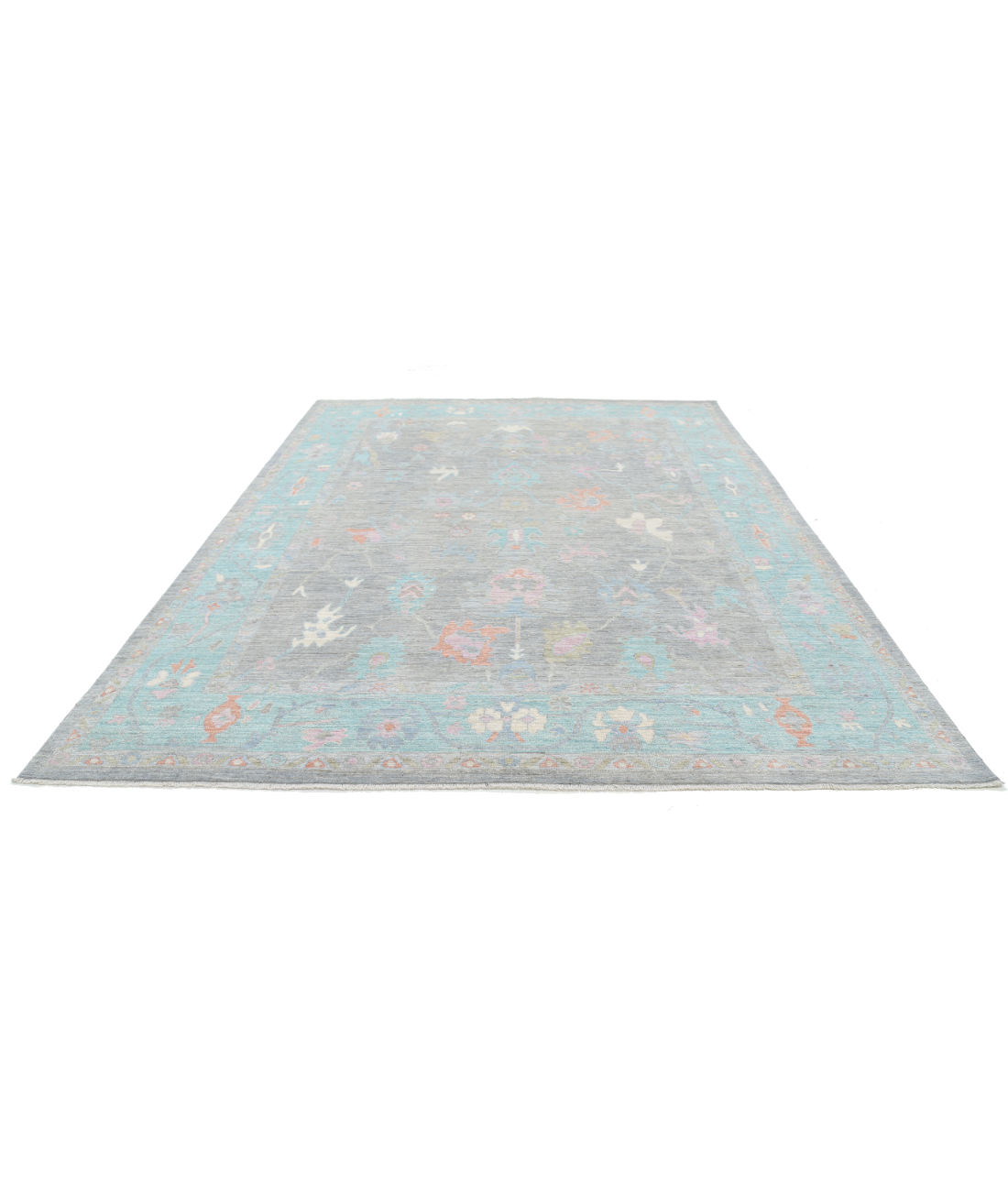 Oushak 9' 1" X 11' 9" Hand-Knotted Wool Rug 9' 1" X 11' 9" (277 X 358) / Grey / Green