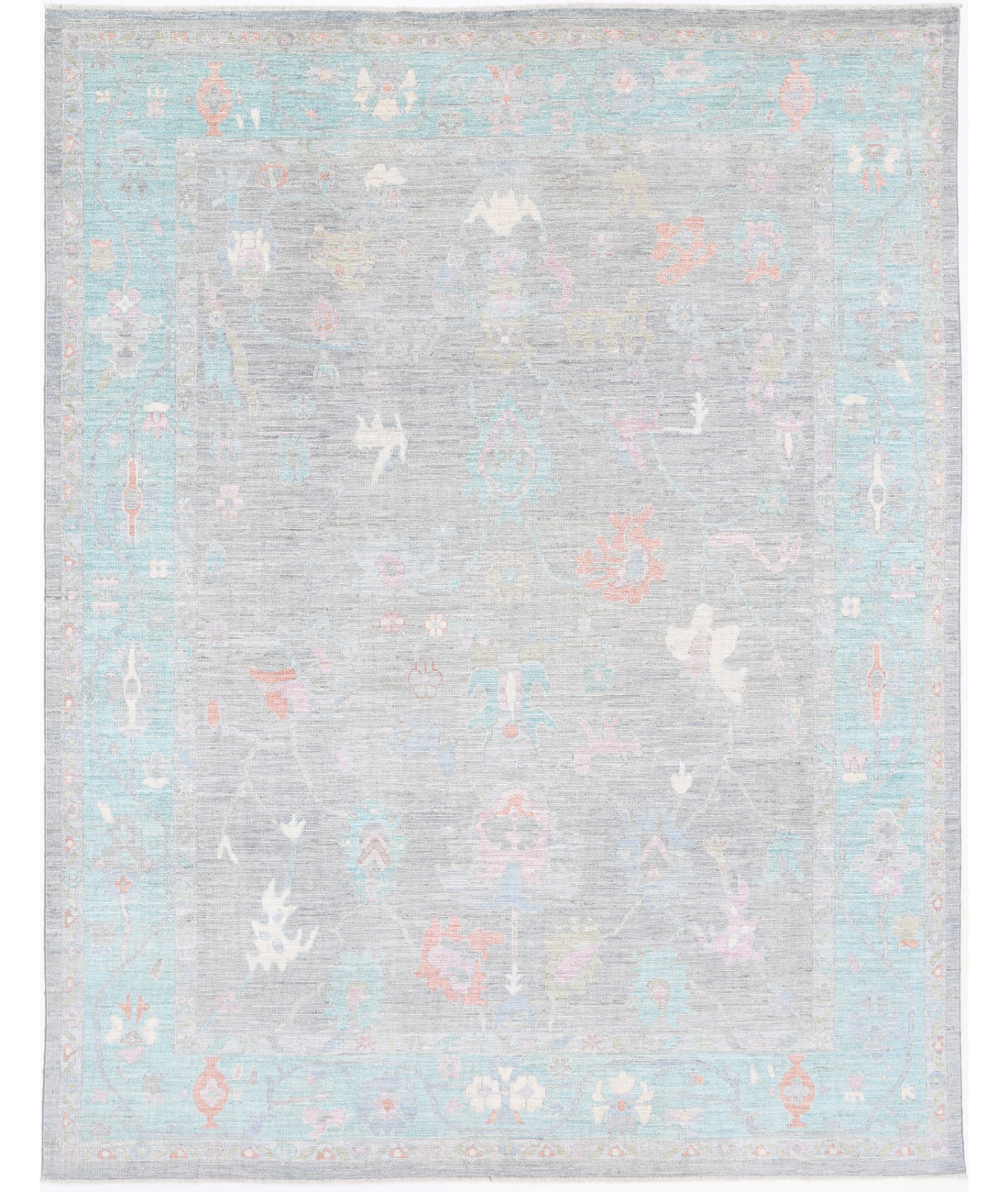Oushak 9' 1" X 11' 9" Hand-Knotted Wool Rug 9' 1" X 11' 9" (277 X 358) / Grey / Green
