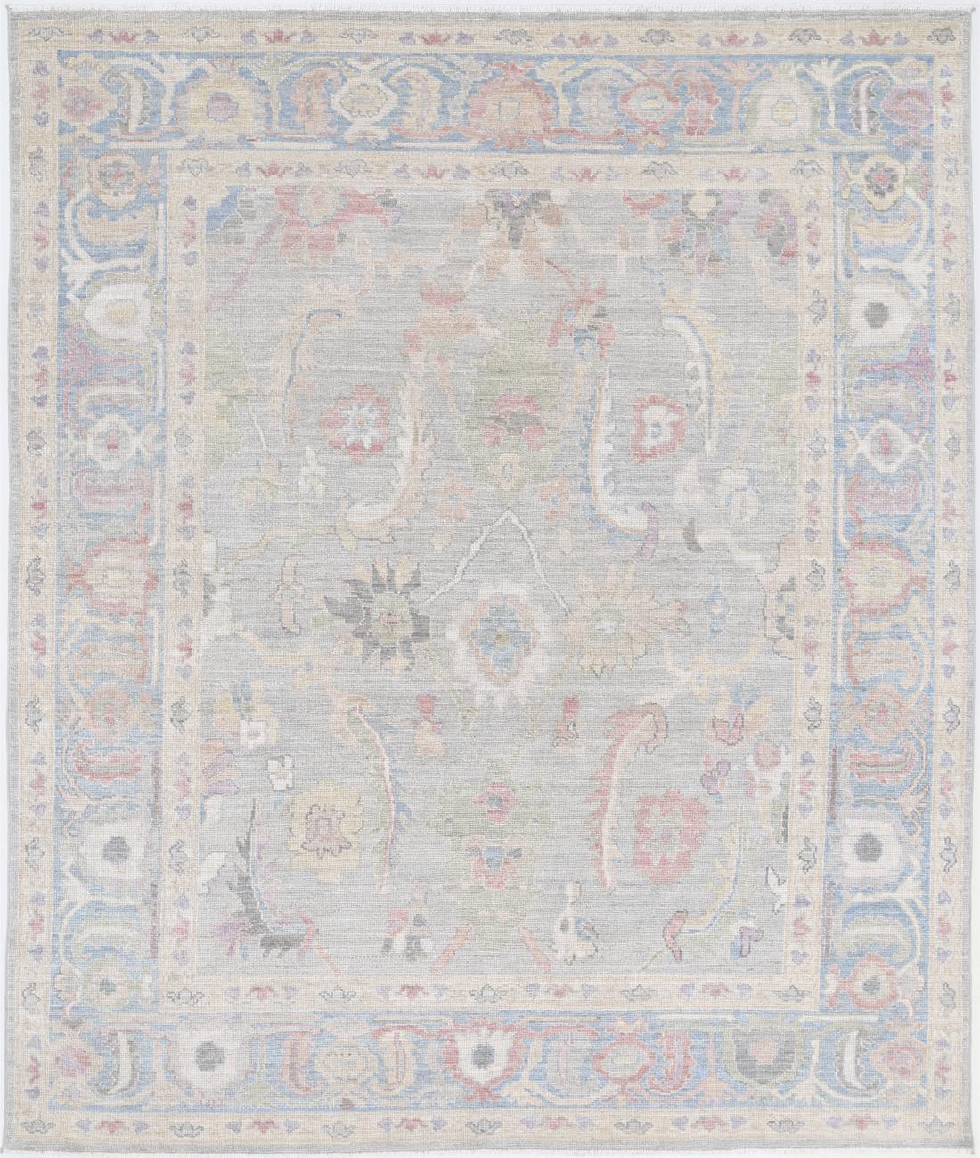 Oushak 8' 6" X 10' 3" Hand-Knotted Wool Rug 8' 6" X 10' 3" (259 X 312) / Grey / Blue