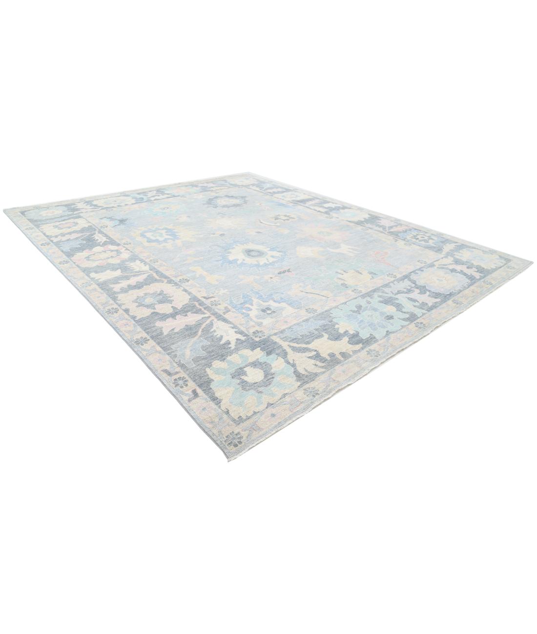 Oushak 12' 2" X 14' 9" Hand-Knotted Wool Rug 12' 2" X 14' 9" (371 X 450) / Blue / Grey