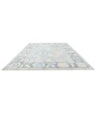 Oushak 12' 2" X 14' 9" Hand-Knotted Wool Rug 12' 2" X 14' 9" (371 X 450) / Blue / Grey