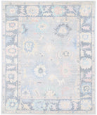 Oushak 12' 2" X 14' 9" Hand-Knotted Wool Rug 12' 2" X 14' 9" (371 X 450) / Blue / Grey