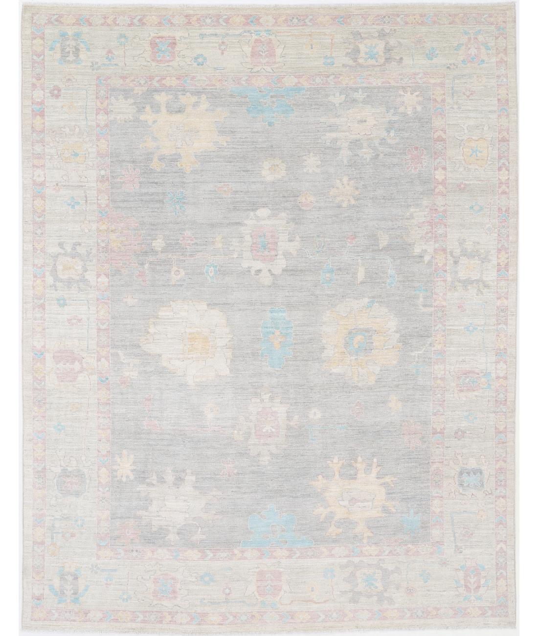 Oushak 9' 5" X 12' 2" Hand-Knotted Wool Rug 9' 5" X 12' 2" (287 X 371) / Grey / Ivory