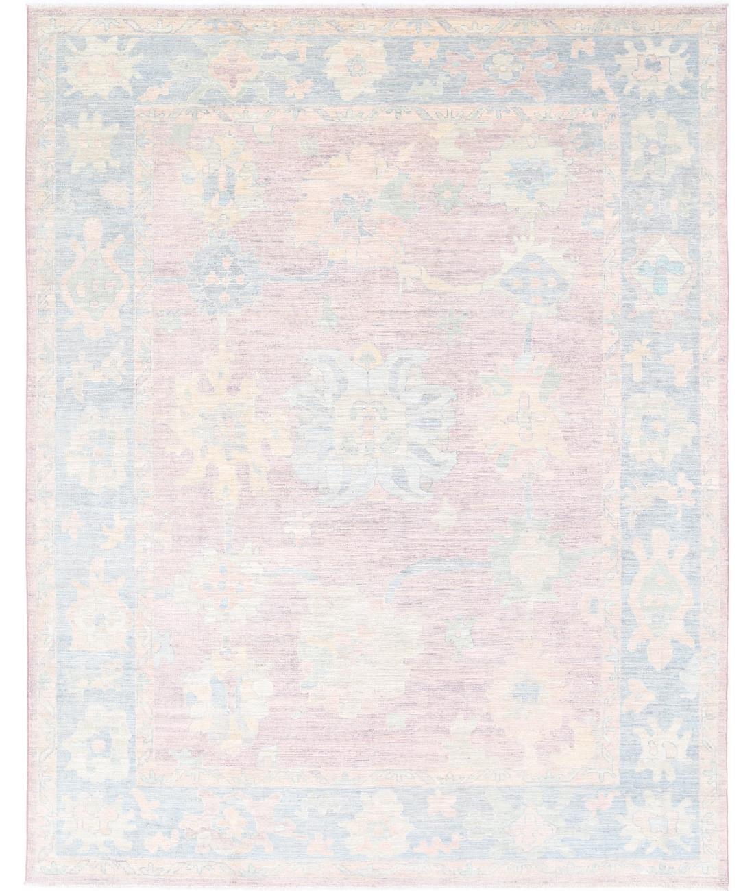 Oushak 9' 3" X 11' 10" Hand-Knotted Wool Rug 9' 3" X 11' 10" (282 X 361) / Pink / Blue